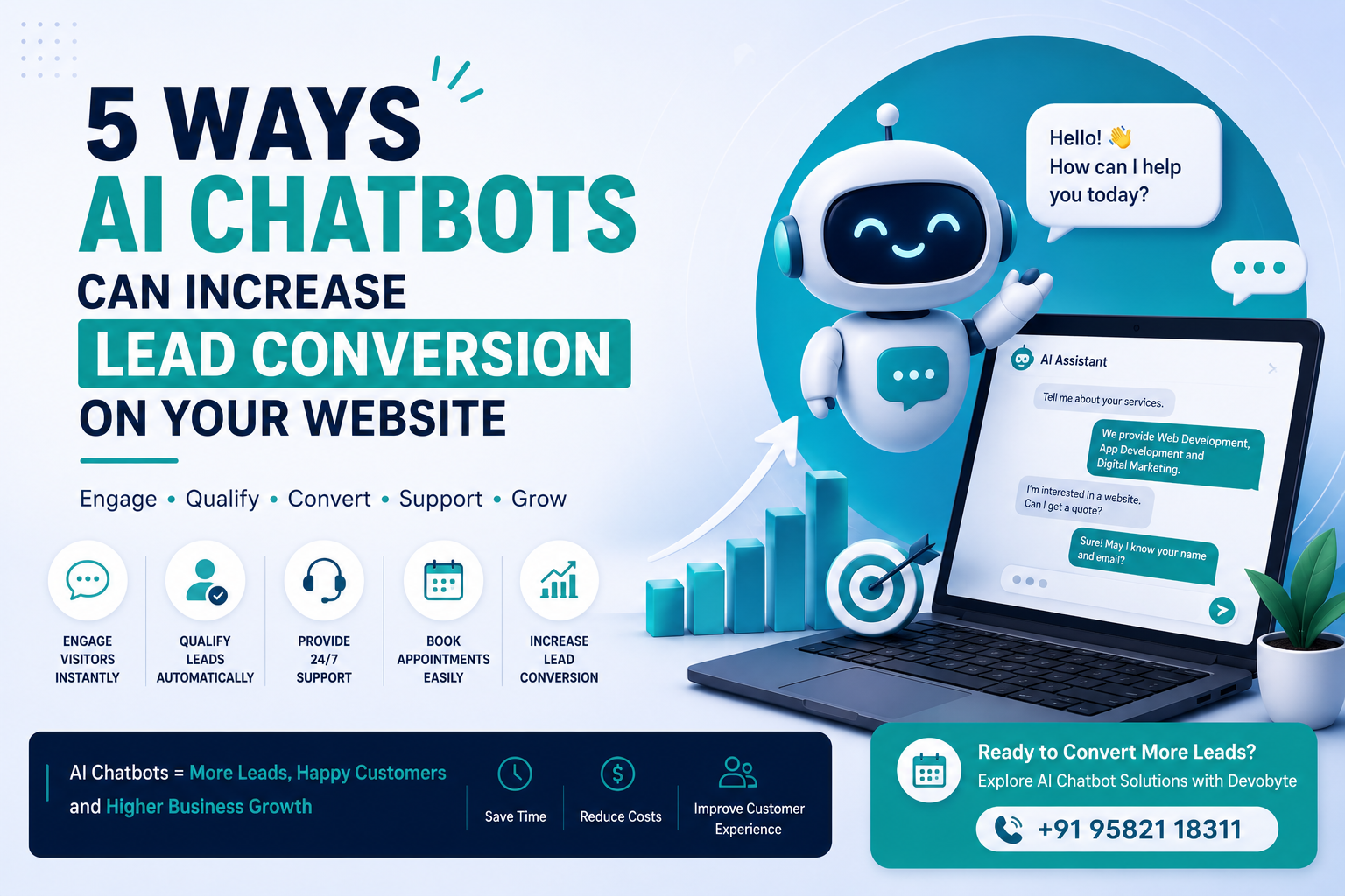 AI Chatbots for Business: 5 Ways AI Chatbots Increase Website Lead Conversion